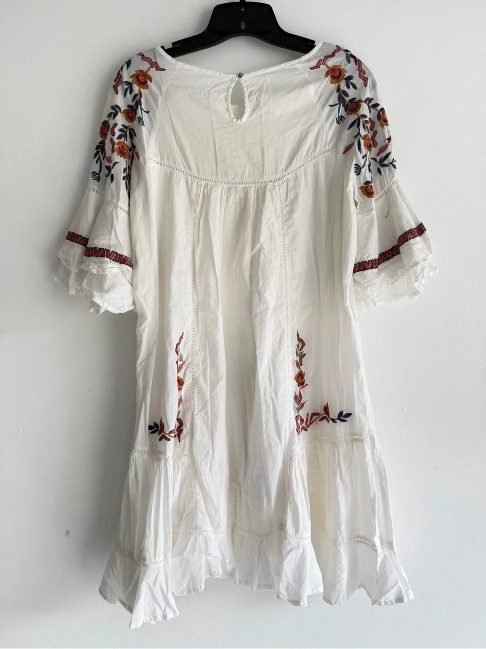 Free People Women's White Pavlo Floral Embroidery Ruffle Mini Dress 8244 - Picture 3 of 9